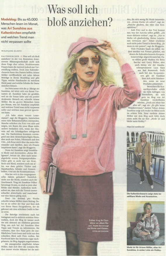 Ari Sunshine im Hamburger Abendblatt: Was soll ich bloß anziehen?