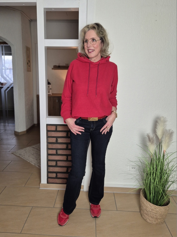 Weiches Kapuzen-Sweatshirt in Rot