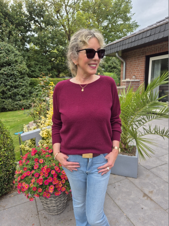 Kaschmir-Pullover in Bordeaux