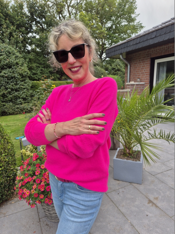 Zwillingsherz Kaschmir-Pullover in Pink