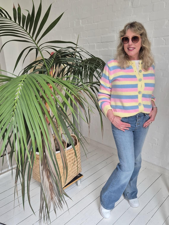 gestreifter Cardigan Zwillingsherz