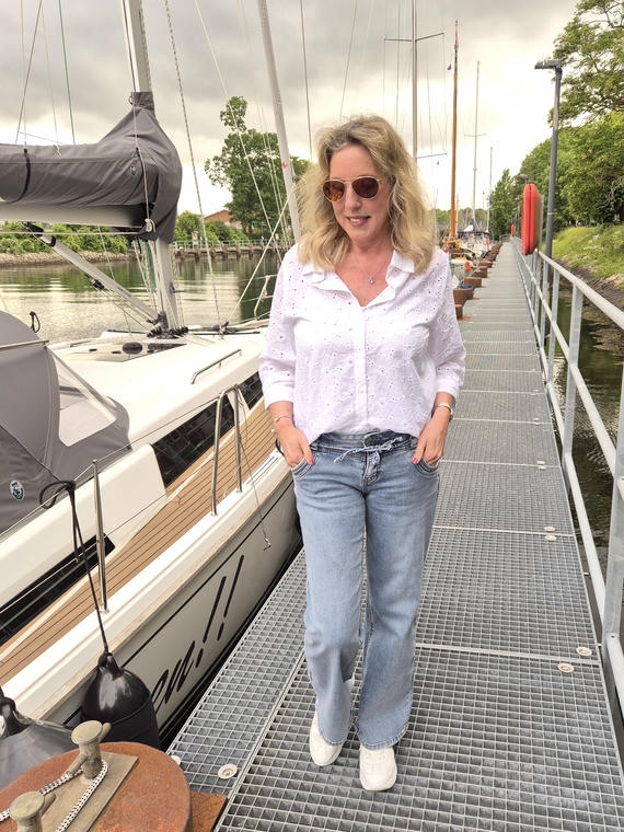 Bluse mit Lochstickerei JEANS FRITZ