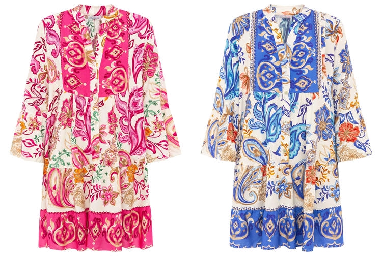 Zwillingsherz Sommerkleid mit Paisley-Muster in verschiedenen Farben